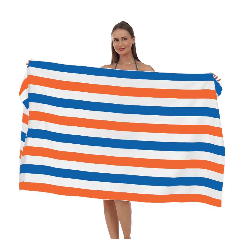 90x180cm Double Sided Velvet Quick Dry Striped Beach Towel Adult Printed Bath Towel Seaside Swimming Shawl Sports Towel