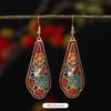 Chinese retro cloisonne enamel earrings female classical temperament simple flower earrings niche design earrings