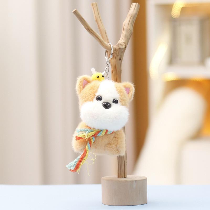 Plush Cute Bee Dog Keychain With Soft Short Fur Ideal Bag Accessories And Gifts