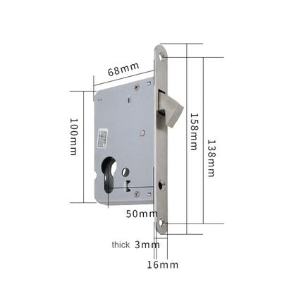 304 Stainless Steel Single Hook Lock Body, Oval panel,Margin 50mm, Invisible Sliding Door lockSliding Door Lock Accessories