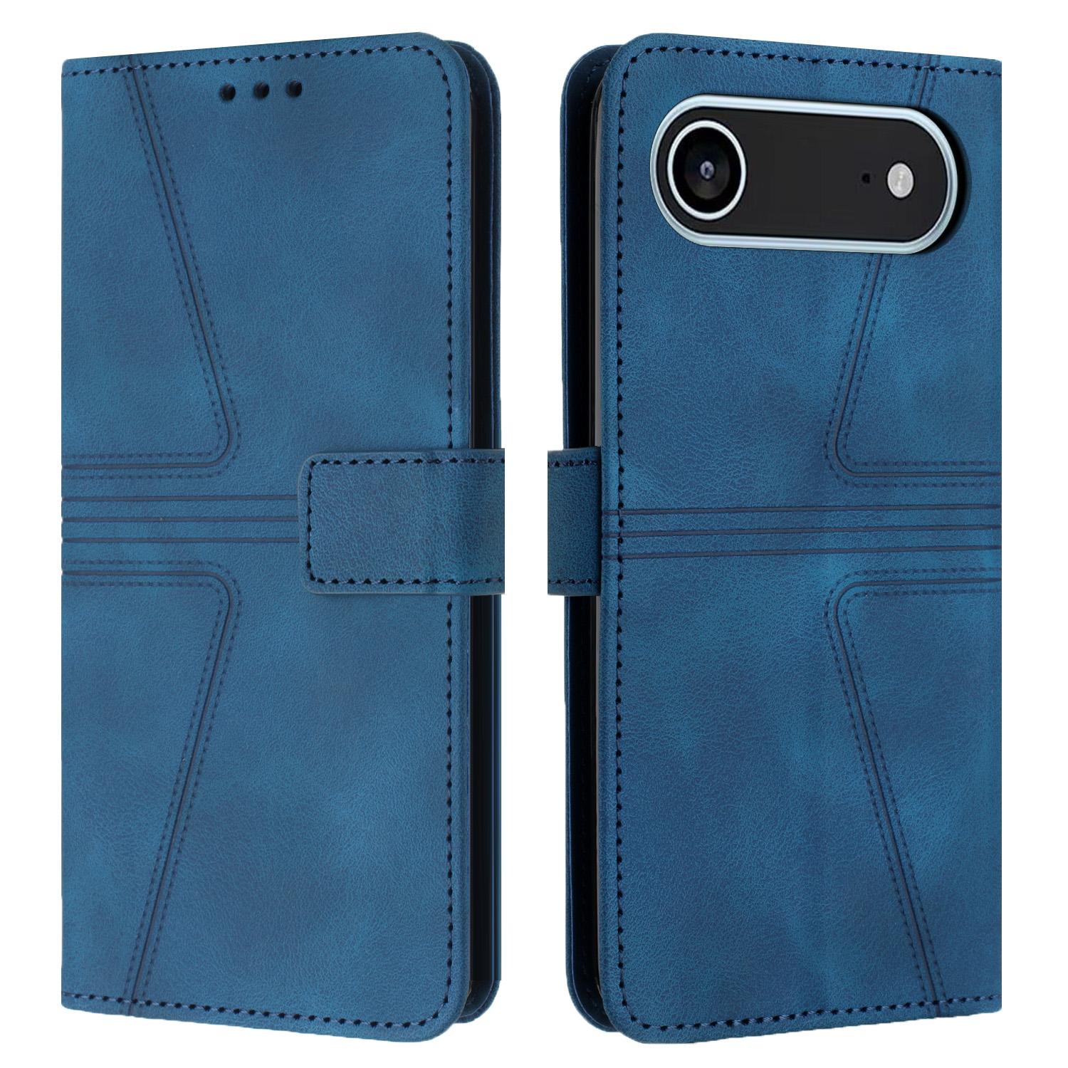 

For iPhone 17 Air Case Triangle Imprinted Anti-Scratch Phone Wallet Cover Blue