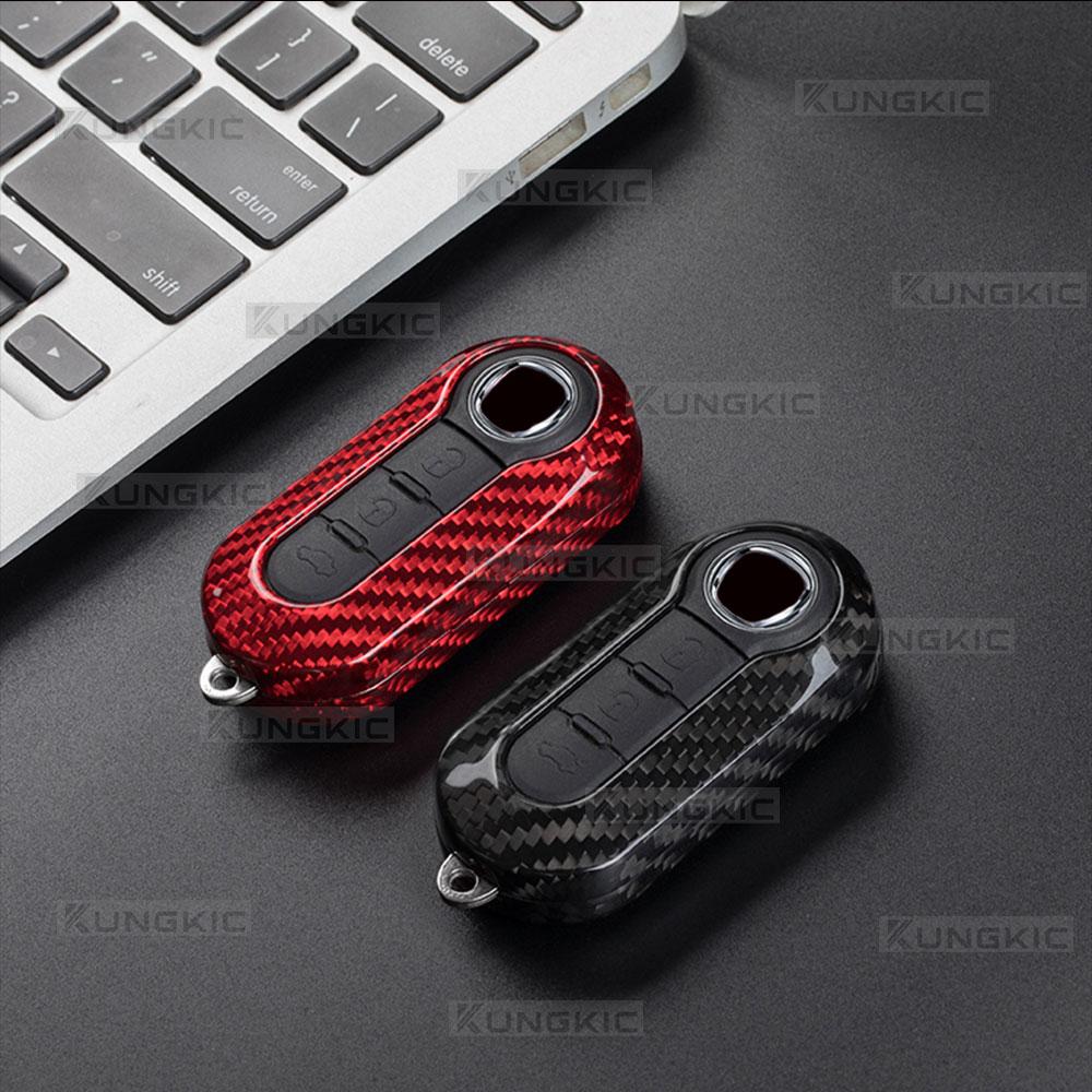 For FIAT F500 500L 500X Abarth 595 695 Brava Qubo Scudo Ducato Real Hard Carbon Fiber Key Fob Cover Remote Key Replacement Shell