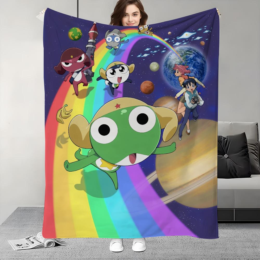 Funny Cartoon Keroro Gunsou Frog Blanket Design Lightweight  For Dorms, Naps, Living Room, Office,Sofa,All-Season