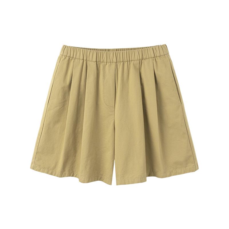 Saidi Pure Cotton Women's High Waist Loose Pleated Summer Casual Shorts