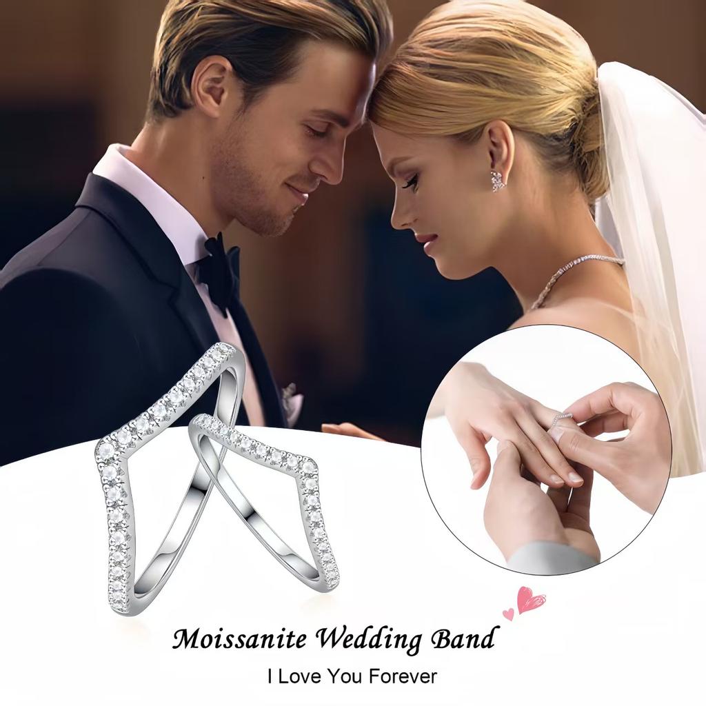 925 Silver Fashion V-Shaped Zircon Shiny Thin Ring for Women Anniversary Party Personalized High Quality Fine Jewelry