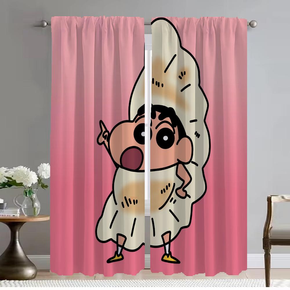 Köksgardiner för vardagsrumsgardin Crayon-Shin-chan avdelare Heminredningsgardiner 2 delar tyll för sovrumsskuggor