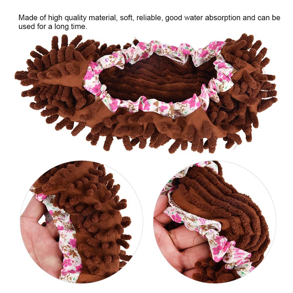 1 Piece Reusable Detachable Washable Household Floor Cleaning Slipper Mop Shoes Cover (Coffee)