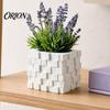 Pixel Cube Decor 3D Printed Planter, Grid Spliced Decor, Retro Geometric Ornament, Matte Minimalist Desk Decoration Breathable Structure, Compact