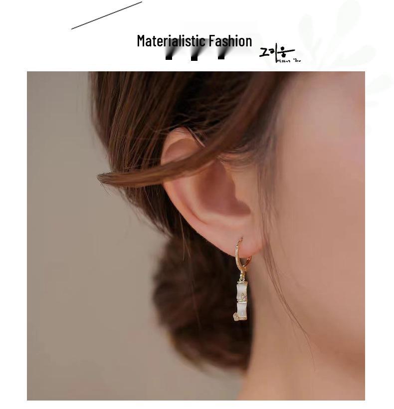 Elegant Bamboo Joint Cat's Eye Earrings: Chic, Versatile Design for Women