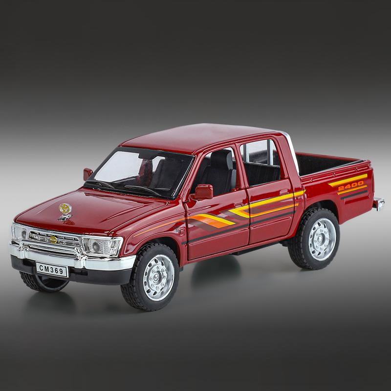 Uwhpc2 Diecast 1:32 Toyota Hilux Off Road Pickup Truck Alloy Metal Model Car Central Control Ornaments Sound Light Pull Back Toy Gifts