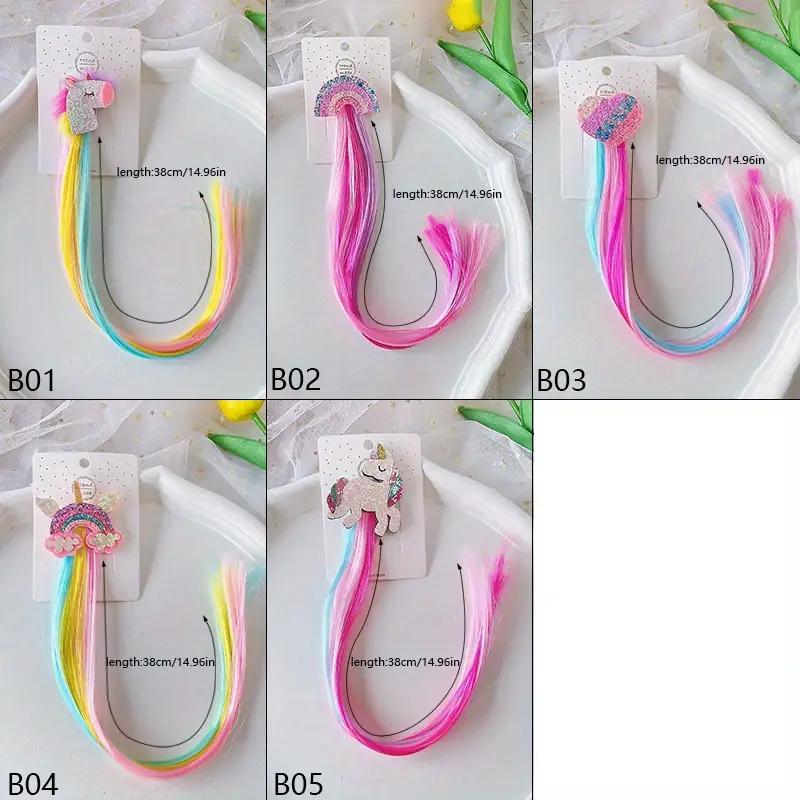 Unicorn Colorful Wigs Hair Clip Kids Gift Girls Unicorn Birthday Party Decoration Favors Rainbow Headwear Braids Accessories