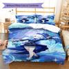 Genshin Pattern Bedding,Quilt Set Quilt Cover Pillowcase Home Birthday Gift (1 * duvet cover + 2 * pillowcase, without core)