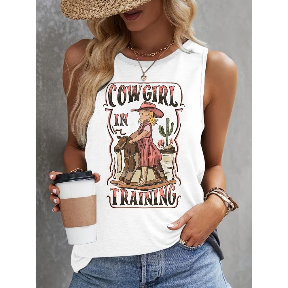 Butterfly And Cow Head Print Women's Tank Top Street Fashion Women's Sleeveless T-shirt Summer Everyday Casual Women's Tank Top