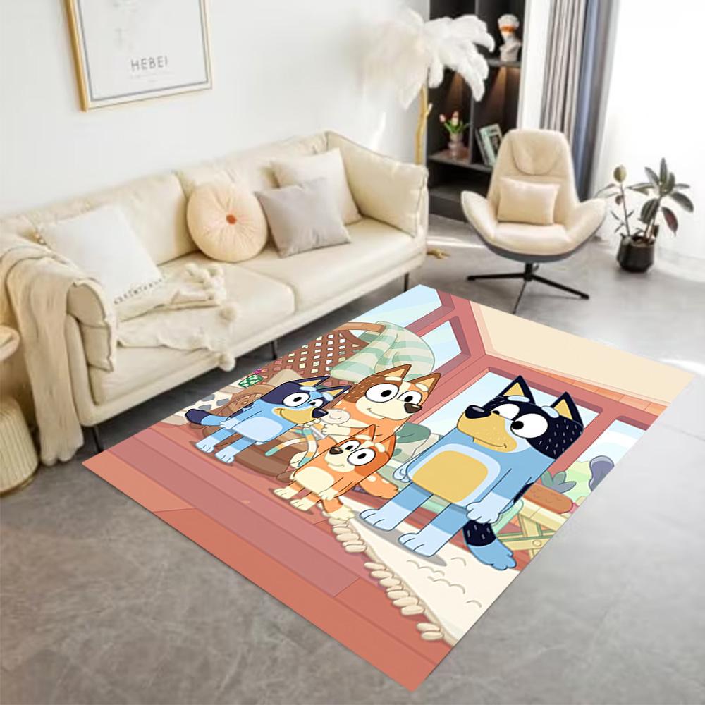Bluey Friends Adventure Floor Rug Office Rug Perfect for Dormitory Dining Room Outdoor Foyer Antislip Carpet Decorate Offices Birthday/Christmas Gift
