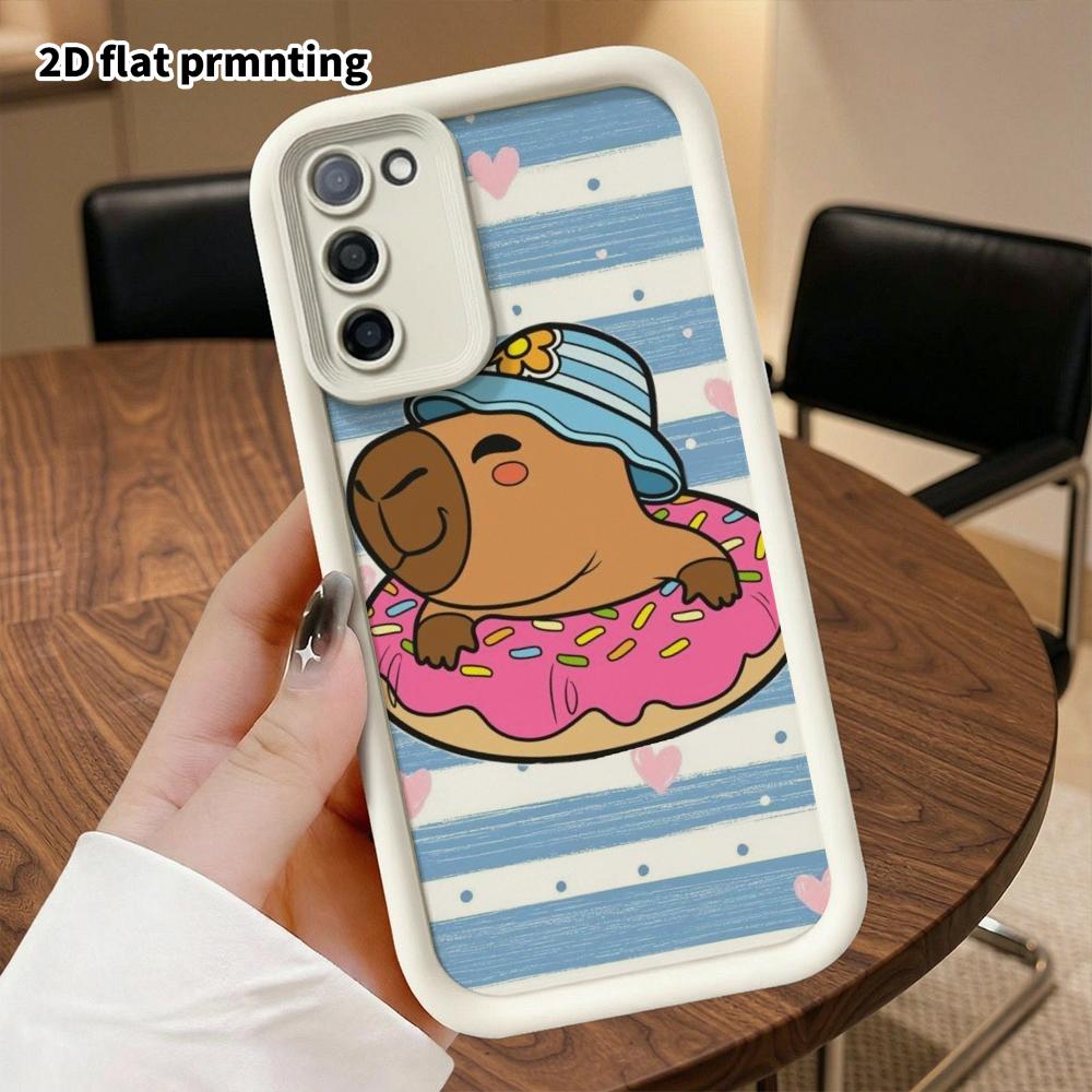 Phone Case: 2D Flat Samsung Galaxy A34 A35 M05 M06 S20 S22 S21 FE Plus 5G Layered Protective Case, Swim Ring Capybara, Christmas and Halloween Gifts