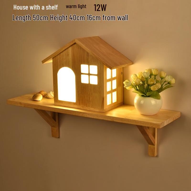 

Minimalist Japanese Bedside Wall Lamp with Shelf