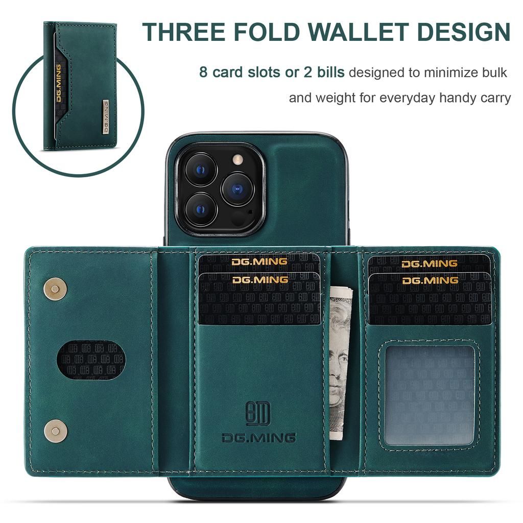 DG.MING M2 Series for iPhone 16 Pro Max Case PU+PC+TPU Phone Cover Detachable Wallet