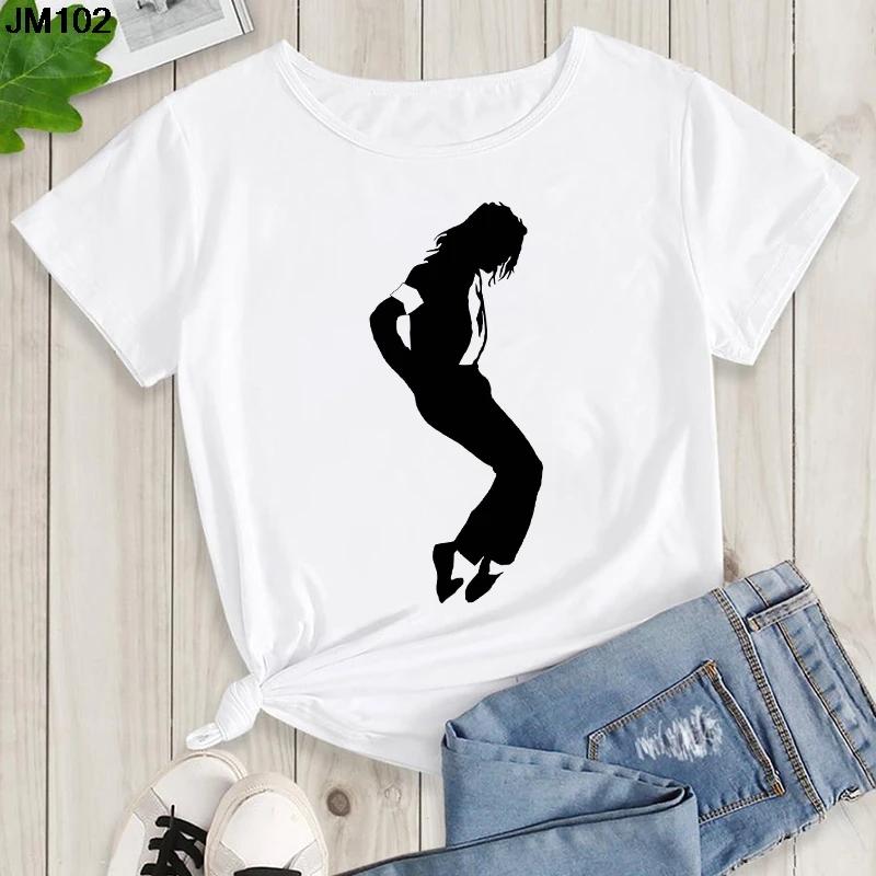 Mens and Kids Summer Shirt Pop King Michael Jackson Womens Printed Shirt Harajuku Casual White Top Womens Trendy Rock Shirt