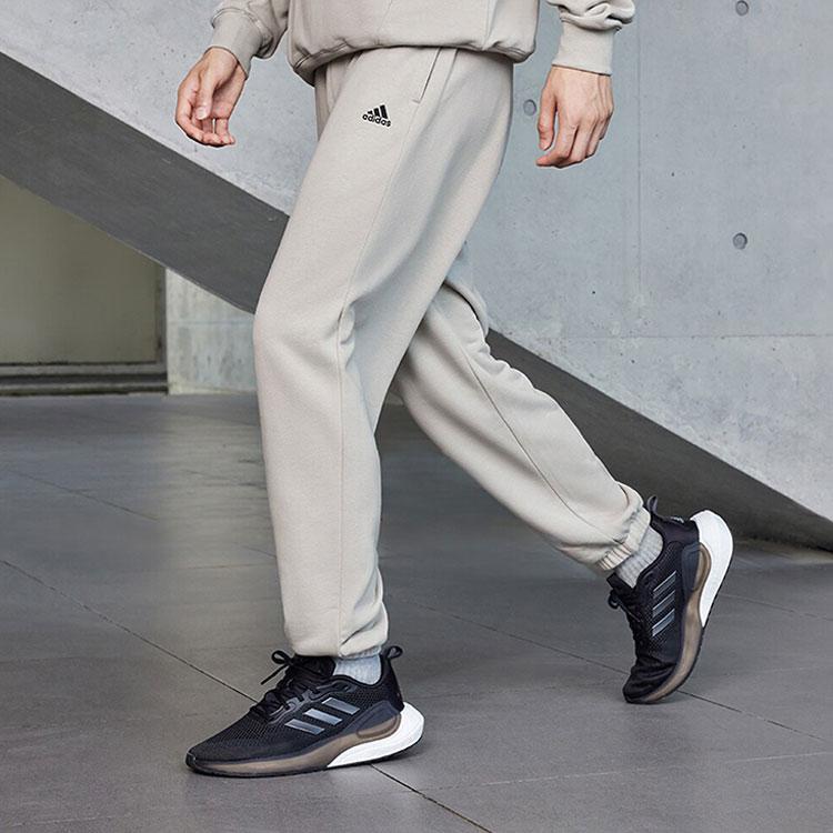 Adidas Solid Color Loose Fit Cuffed Casual Knit Sports Pants Men Bottoms Gray IV7591