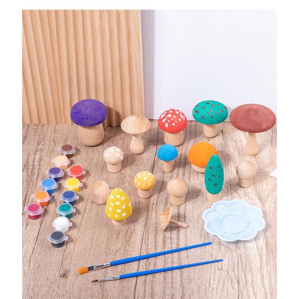 Wood magnetic rainbow building block bird egg mushroom creative ornament baby color cognition educational toy