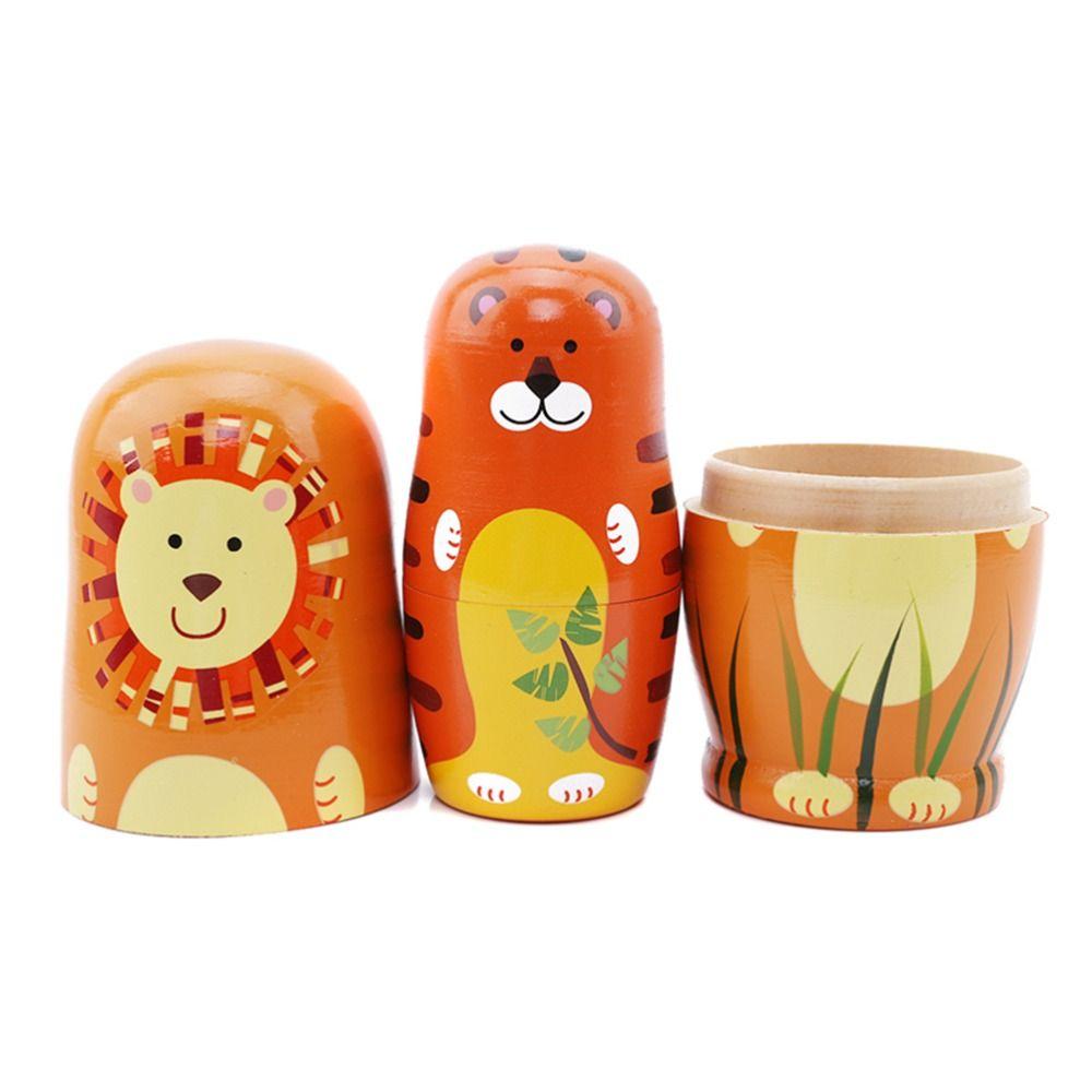 Animals Pattern Matryoshka Doll Toys Handmade Stacking Dolls Home Decor Nesting Dolls  Decor Crafts