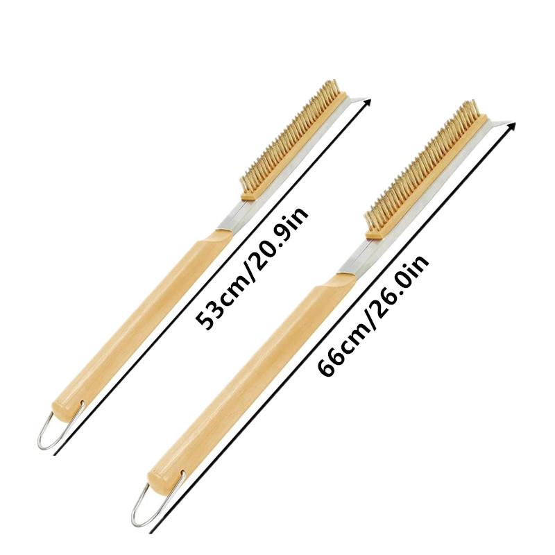 1 Pcs Portable Pizza Oven Long Wood Handle Cleaning Brush Easy Cleaning Hard Bristles Grill Brush For Pizza Oven Grill Cleaning