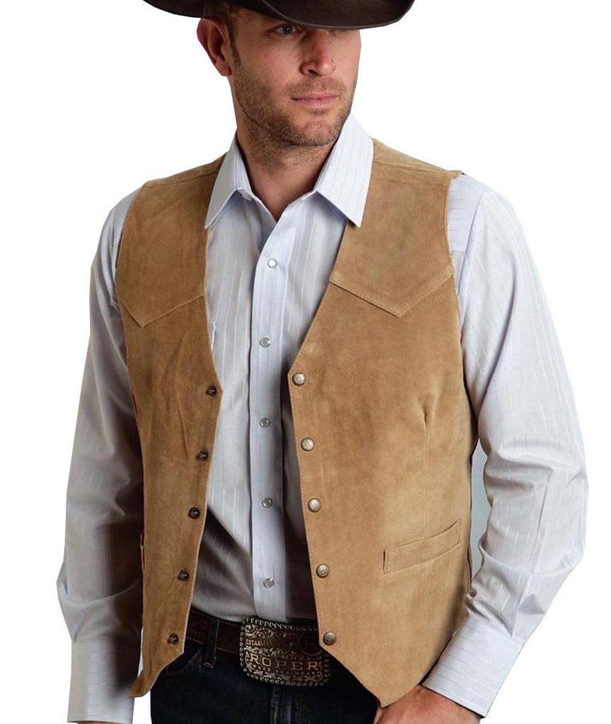 Men's Suede Slim Fit Vest with Metal Buckle - Business Style