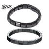 Bracciale Comfort da Uomo Regolabile Banda Nera di Pietra Gallica Superficie Liscia