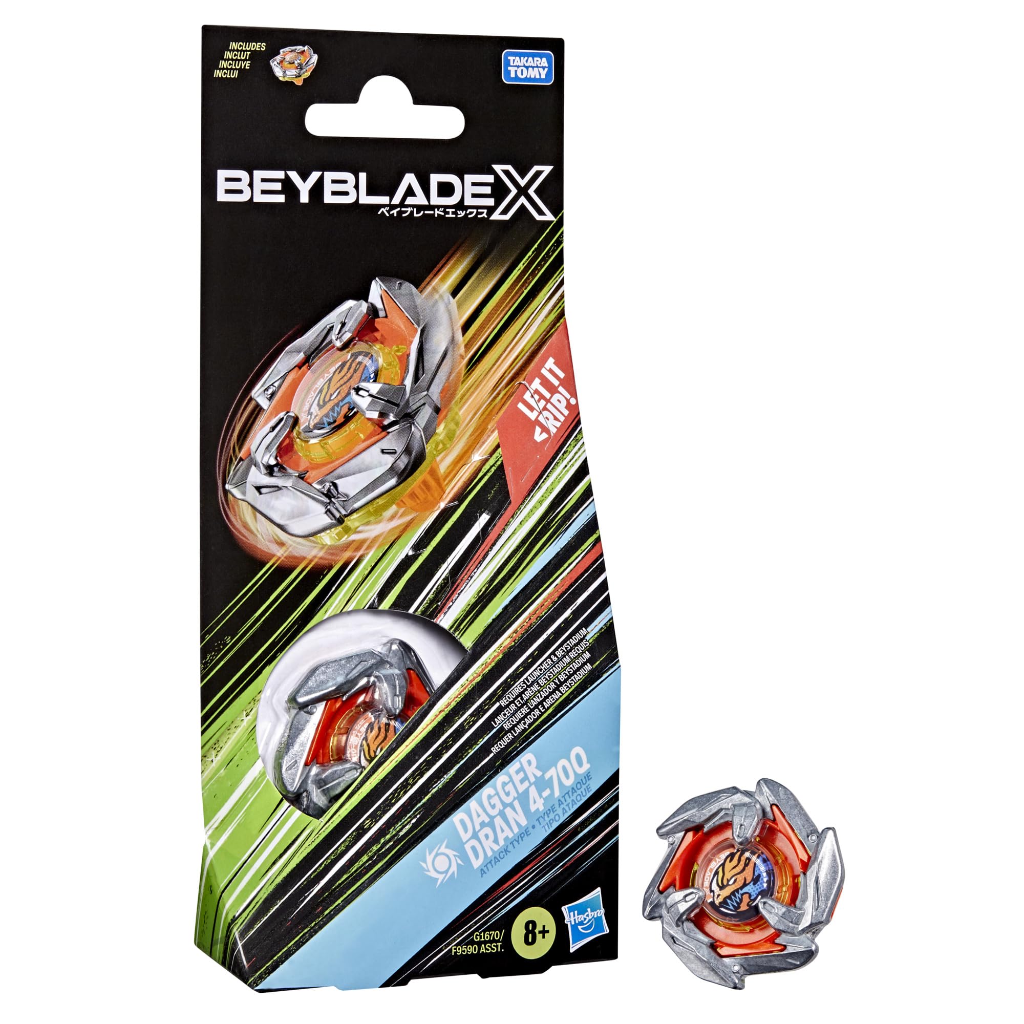 Beyblade X Dagger Doran Booster Pack Takara Tomy Attack Type Top Battle Top Game Ages 4-70Q Set, Toy, 8+