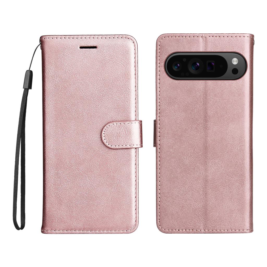 Capa para Google Pixel 10 Pro XL/9 Pro XL Cor Sólida Couro Capa Celular Carteira Suporte com Alça