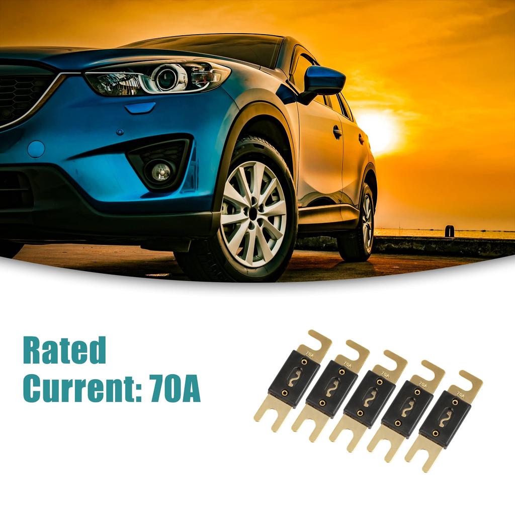 ACROPIX 70A ANL Fuse 70A Universal ANL Fuse Auto Vehicle Audio Gold Tone Pack of 5