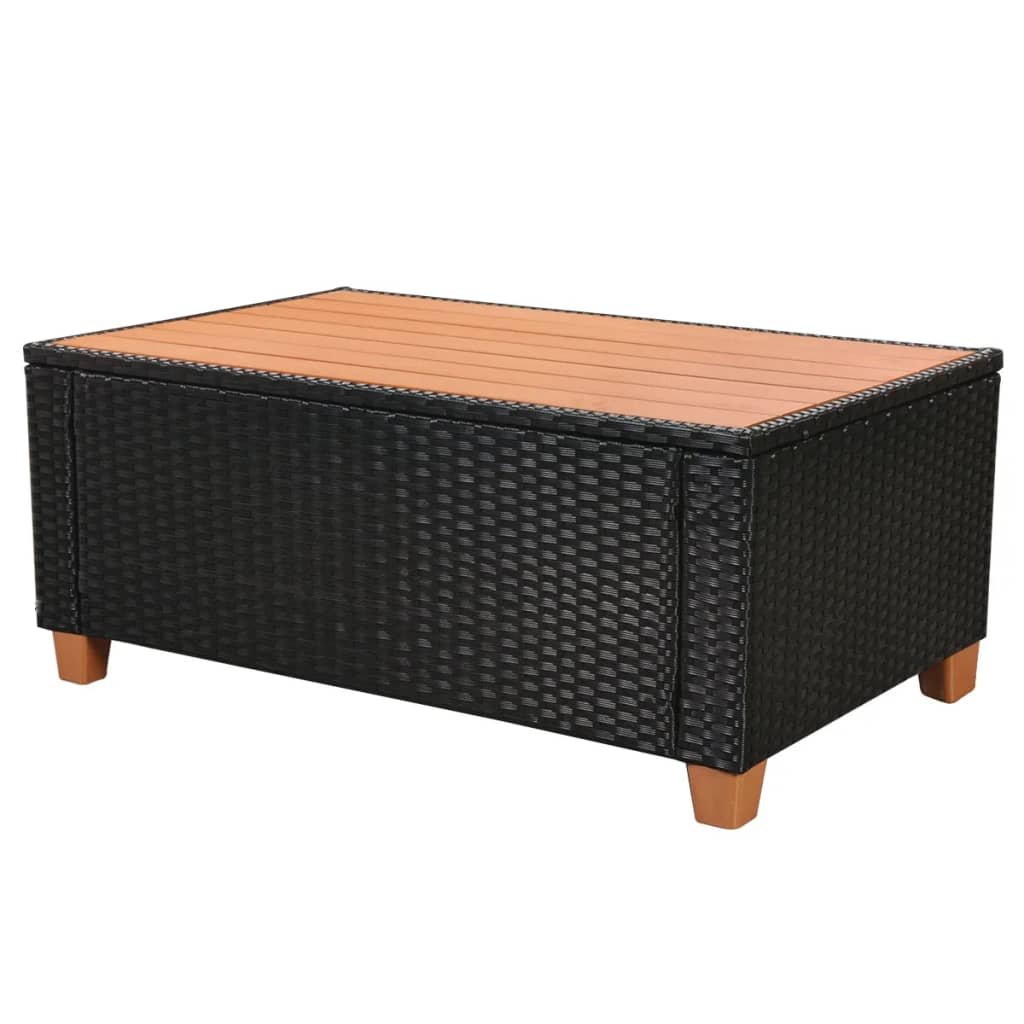 7 piece Garden Lounge Set with Cushions Poly Rattan Black