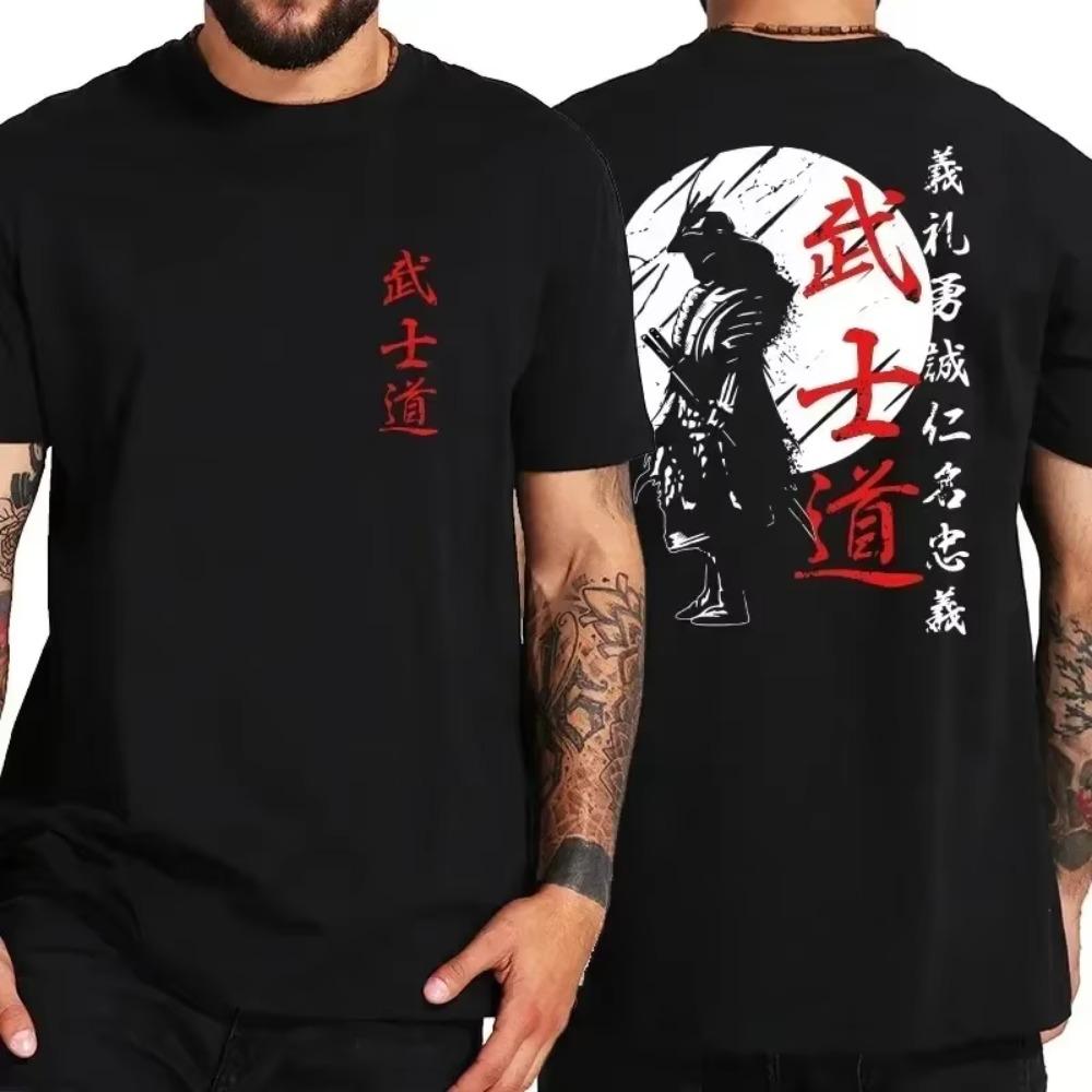 

Japan Spirit Men T-Shirt Japanese Bushido Printng Short Sleeve T-shirt Fashion Oversized Cotton Crew Neck Women T Shirt S чёрный