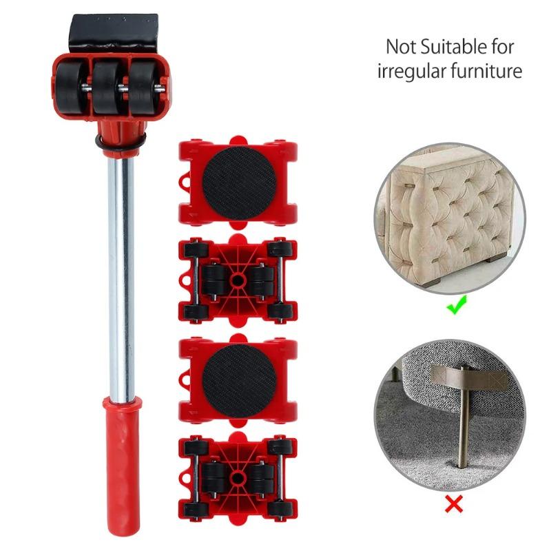 Furniture Mover Tool Set, Heavy Duty Moving Roller & Lifter with Wheels, Professional Moving Tools for Carpet & Hard Floors