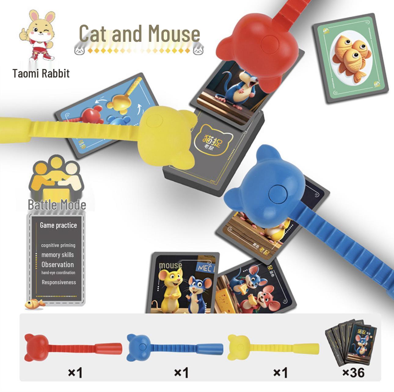 

Игра на скорость реакции «Кот и мышь»: Вдохновленная TikTok, головоломка для трех игроков для раннего развития и тренировки концентрации