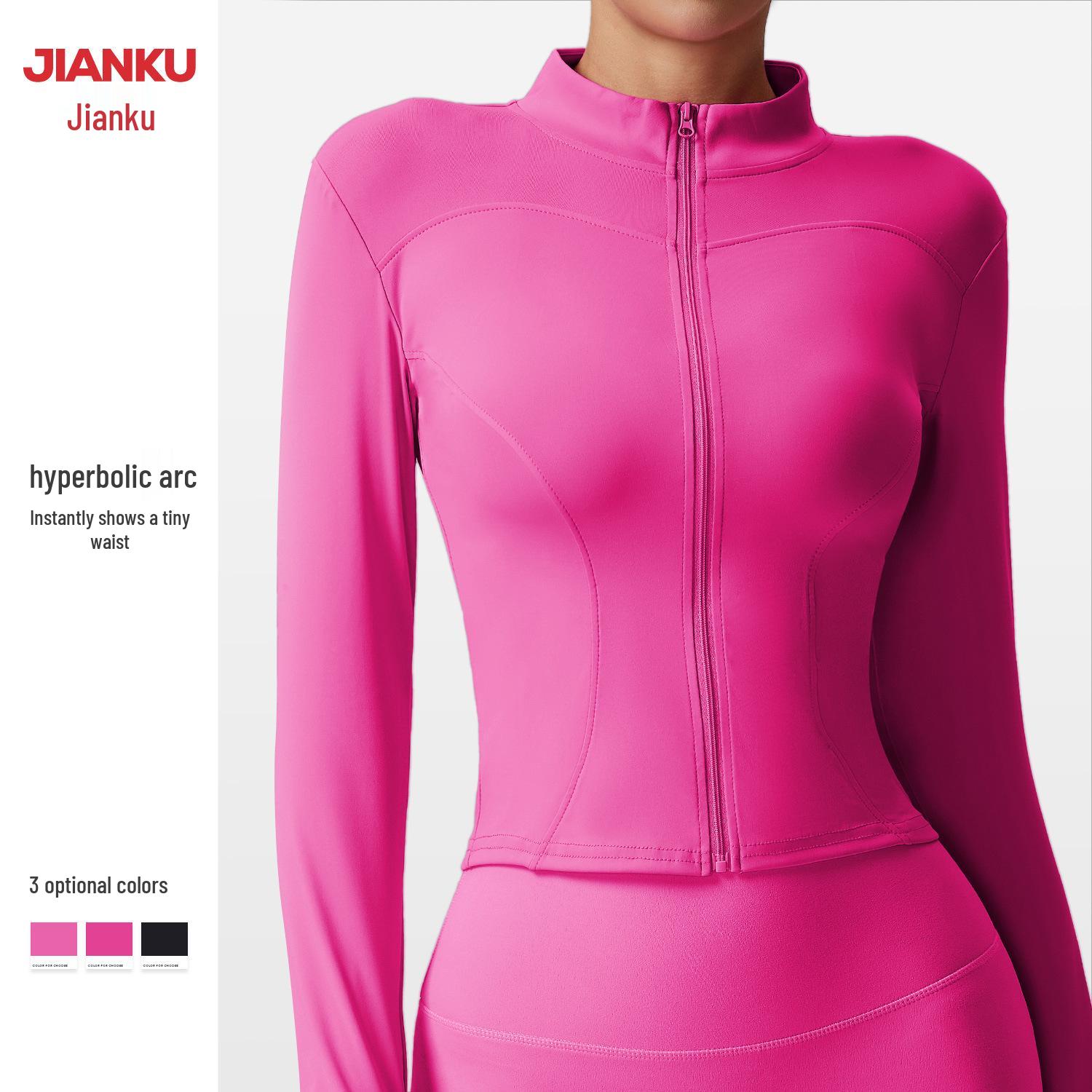 

Women s Slimming Yoga Jacket: Stand-Up Collar, Zip-Up, Long Sleeve Running Top for Autumn and Winter Fitness. M