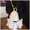 Sac à dos en cuir synthétique style coréen avec nœud papillon pour femme Sac à bandoulière matelassé léger