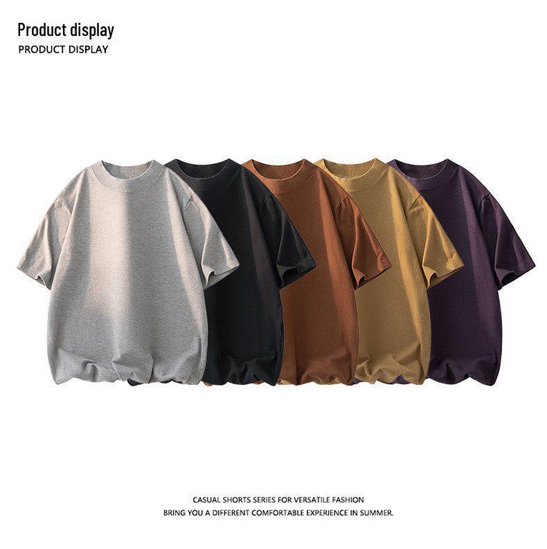Men's Summer Wool Blend Half-High Collar Knit Short-Sleeve Sweater