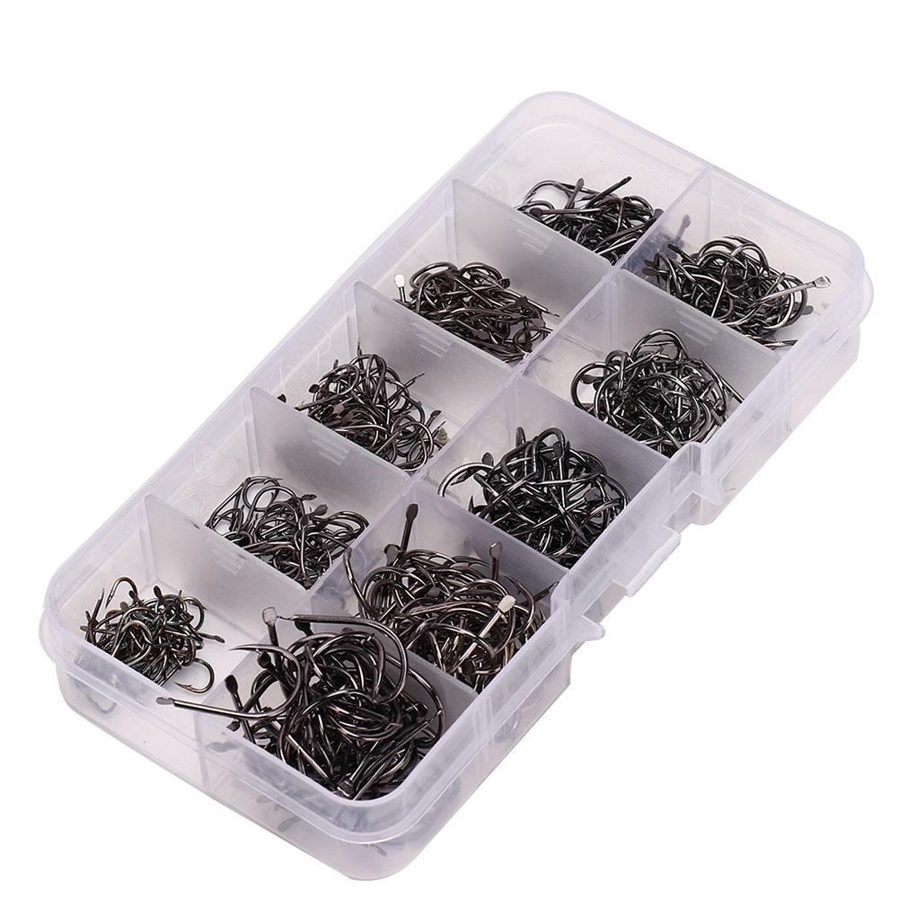 Doos 500 stuks Hoge Koolstofstaal Vishaakjes Geslepen Weerhaak Cirkel Vishaak Set 3 12 (#2)