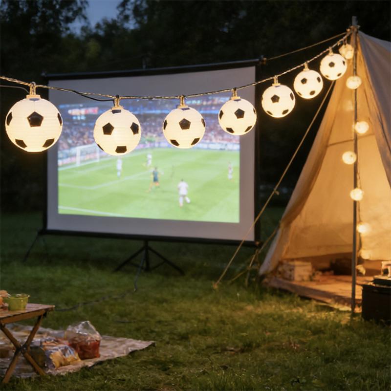 Football String Lights - Soccer Ball Fairy Lightts, Outdoor Waterproof Lamp String | Energy Efficient Soccer Ball Themed Lights
