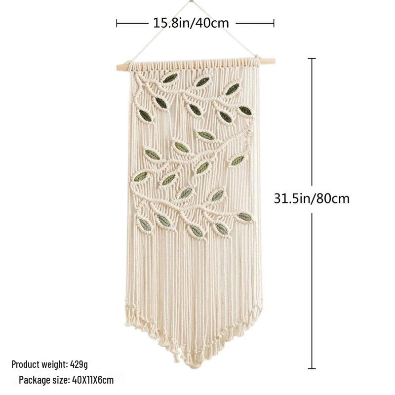 Богемский настенный гобелен с листьями, ручной работы