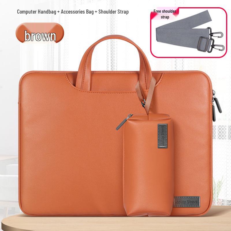 MacBook Laptop Bag - 15-Inch PU Business Tote, Waterproof Crossbody, Fits 13/14.2 Inch