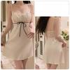 Damen Süße Spitze Nachtwäsche Schleife Nachthemd für Damen Sexy Raffung Rückenfrei Cami Schlafkleid