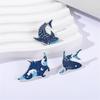 Elegant Marine Creature Enamel Brooch Cartoon Dolphin Manta Ray Alloy Lapel Pin Jewelry Gift For Adults Kids