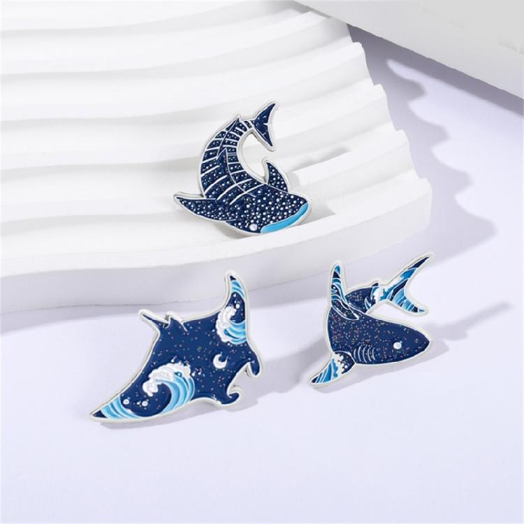 Elegant Marine Creature Enamel Brooch Cartoon Dolphin Manta Ray Alloy Lapel Pin Jewelry Gift For Adults Kids