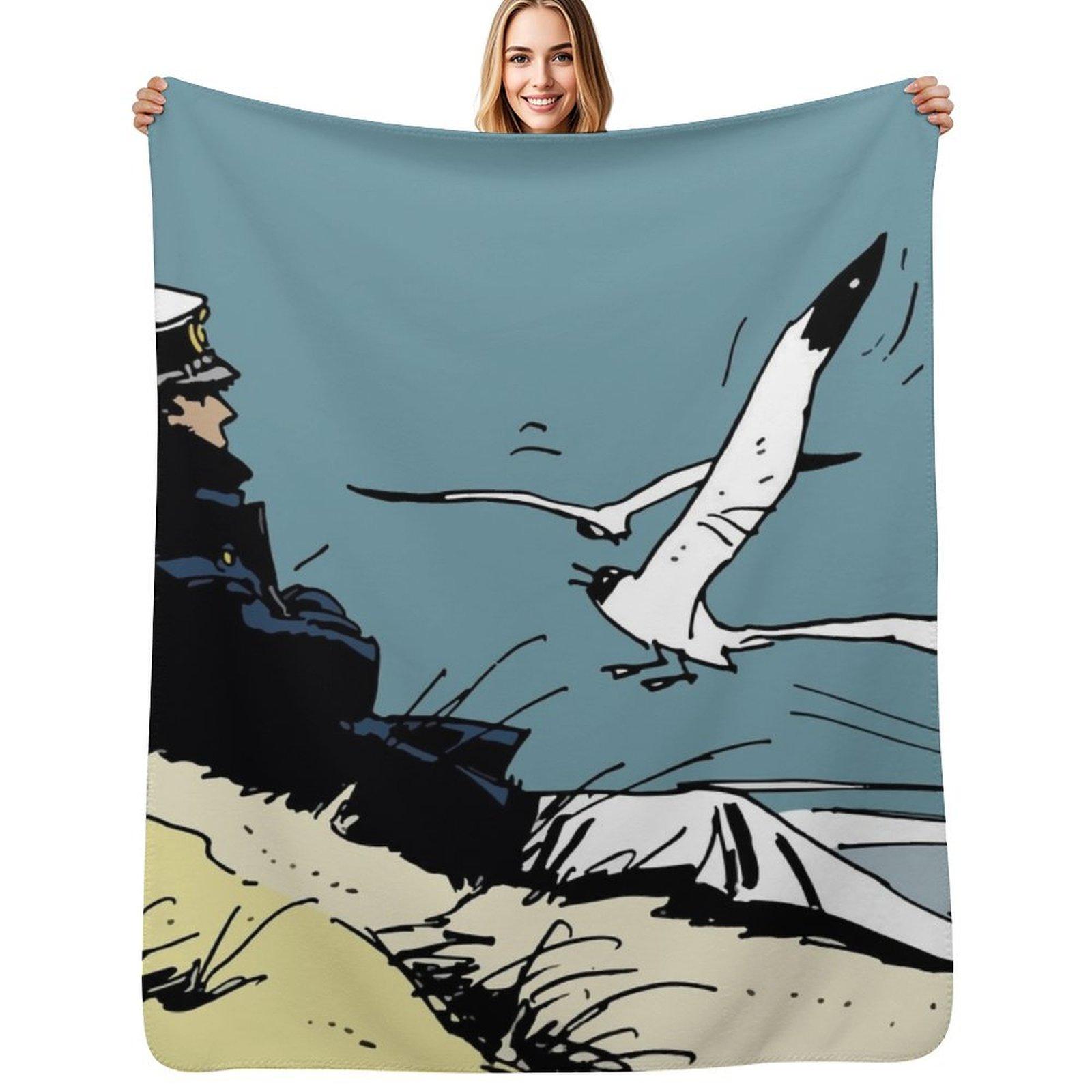 

Corto Maltese on the shore Throw Blanket Cozy Light Blanket for Travel Camping Picnic 102x76cm(40x30in)