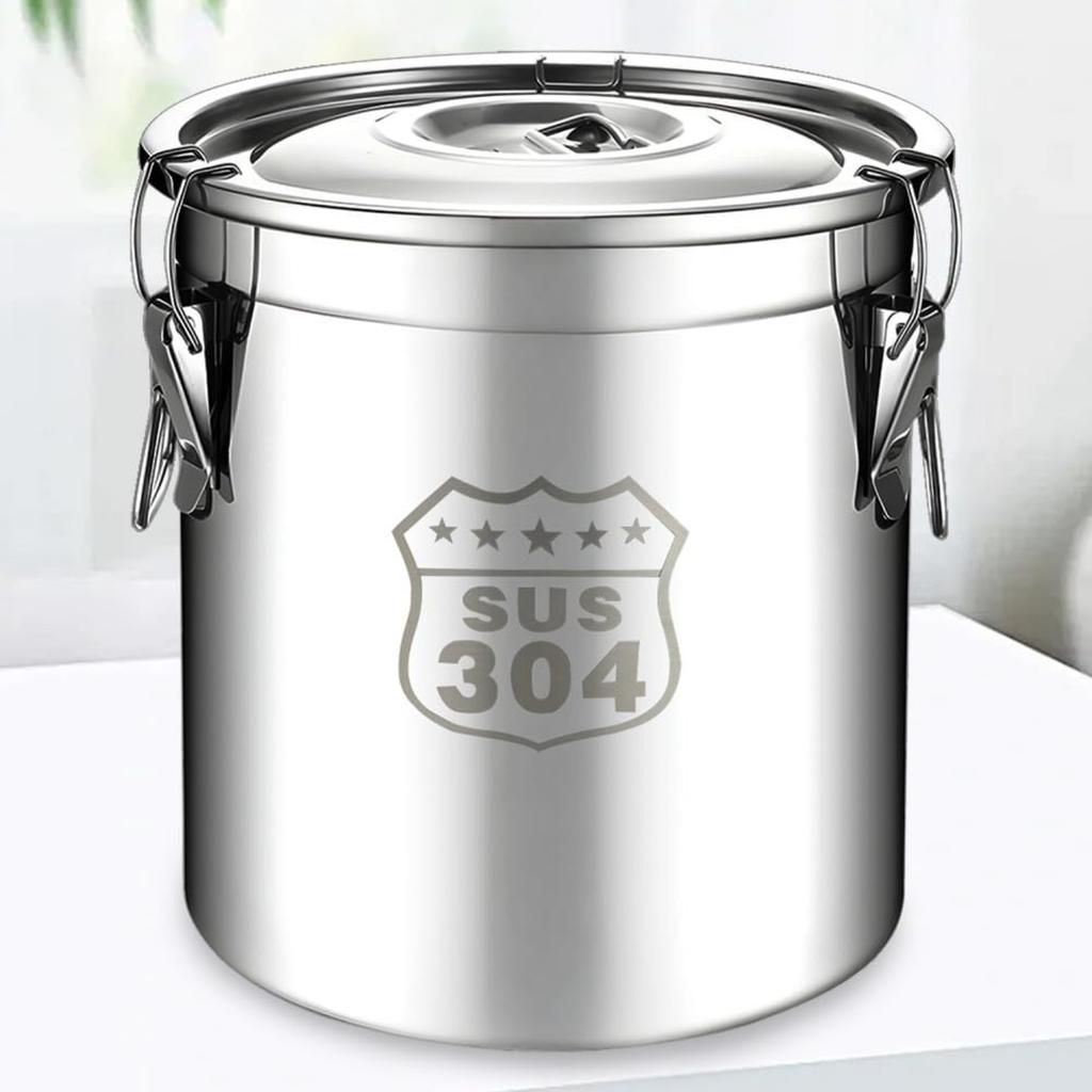 6/12/21/33L Stainless Steel Storage Container with Seal Lid Kitchen Canister with Handles Oil Sugar Milk Storage Bucket for Home Kitchen Bar Restauran