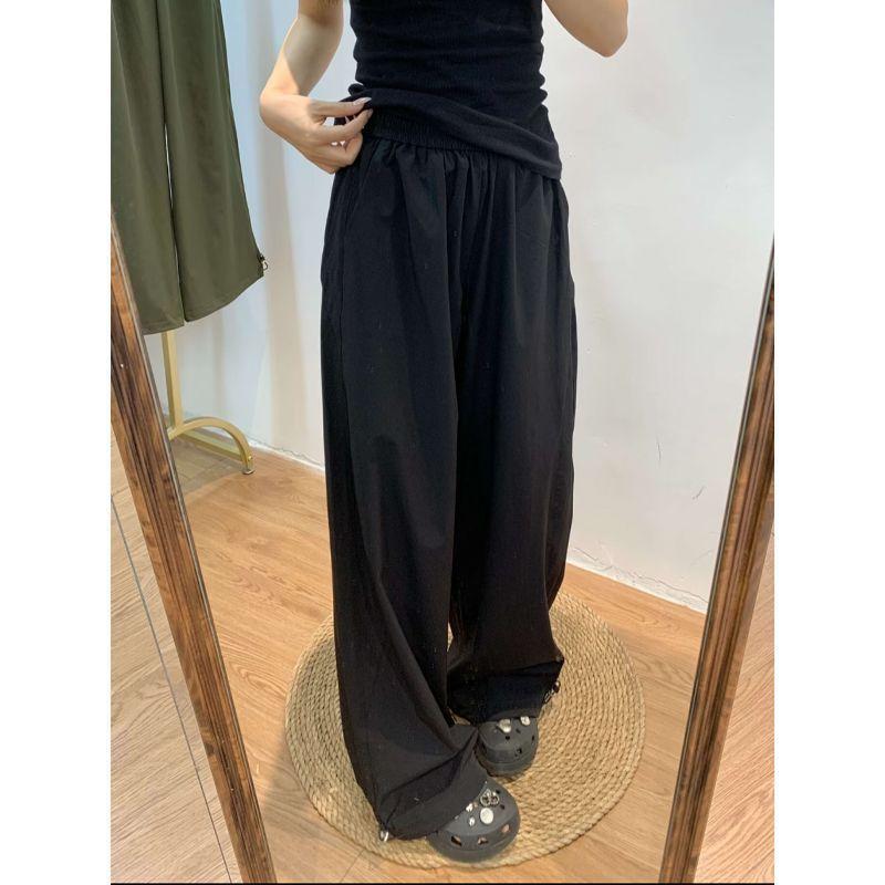 

Рабочие брюки для женщин в стиле ретро, универсальные широкие брюки на лето, новые свободные облегающие повседневные спортивные брюки с высокой талией XL