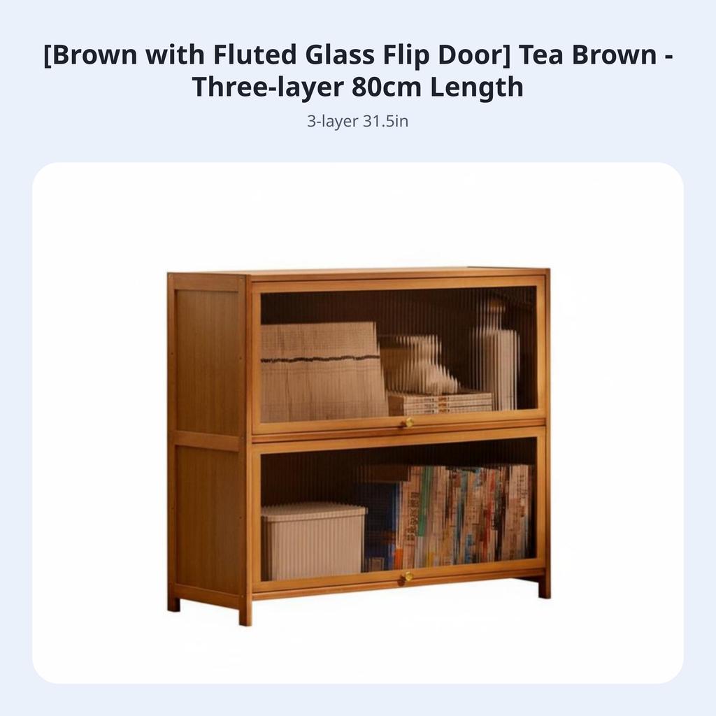 Multi-Tier Storage Organizer Large Capacity Fluted Door Display Cabinet Flip-Up Door Storage Unit Versatile Design