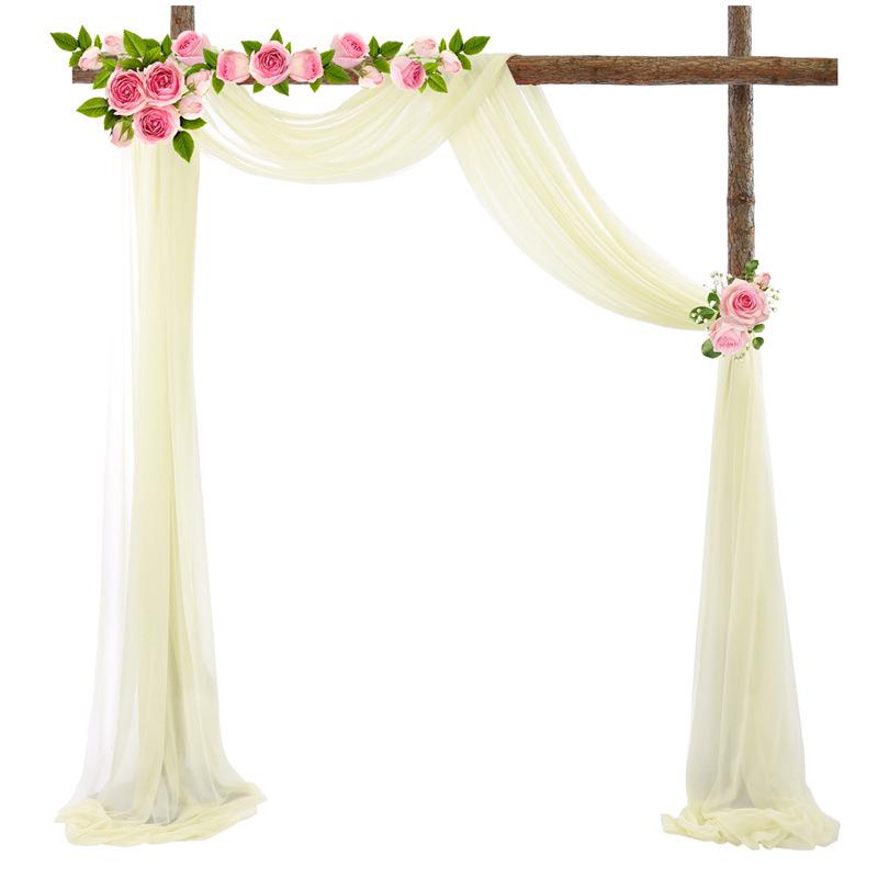 Forest Style Wedding Arch Decoration: Outdoor Lawn Chiffon Gauze Curtains